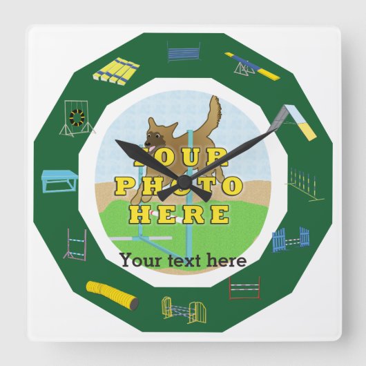 Agility Foto anpassen Quadratische Wanduhr (Vorderseite)