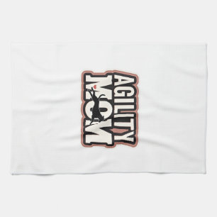 Agility-Mama Vintage-Hunde-Agility-Silhouette Typo Geschirrtuch