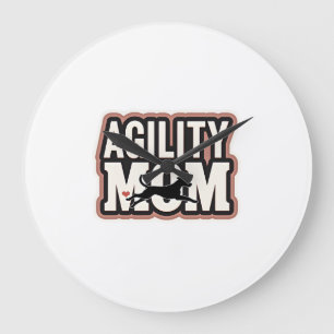 Agility-Mama Vintage-Hunde-Agility-Silhouette Typo Große Wanduhr