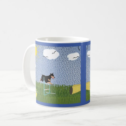Agility - Sprung zu Tunnel Dobermann v1 Kaffeetasse (Vorderseite Links)