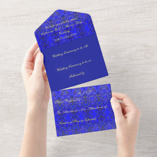 Agincourt-Hochzeits-Einladung mit Monogramm All In One Einladung