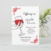 Aging Like Fine Wine Birthday Party Einladung (Stehend Vorderseite)