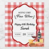 'Aging like Fine Wine' Charcuterie Picnic Geburtst Weinetikett (Einzelnes Label)