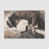 Aging Pianist With Swirling Notes Decoupage Seidenpapier (Vorderseite)