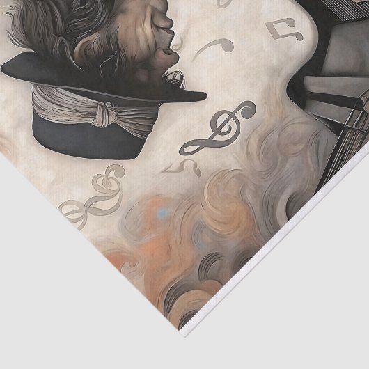 Aging Pianist With Swirling Notes Decoupage Seidenpapier (Ausschnitt)