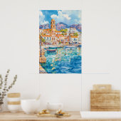 Agios Nikolaos Aquarell Vintage Reise National Poster (Küche)