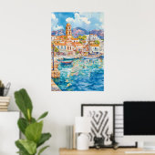 Agios Nikolaos Aquarell Vintage Reiseposter Poster (Heimbüro)