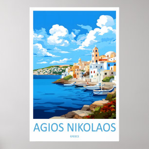 Agios Nikolaos Vintage Reiseposter Ski National Poster