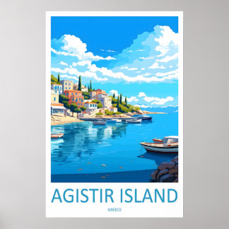 Agistri Island Vintage Travel Poster Ski National