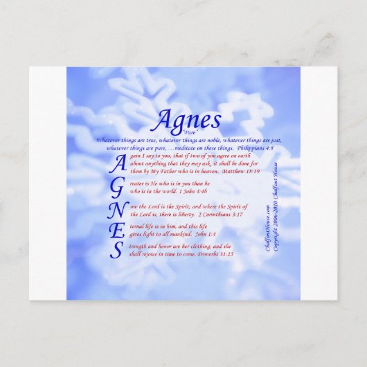 Agnes Acrostic Postkarte (Vorderseite)