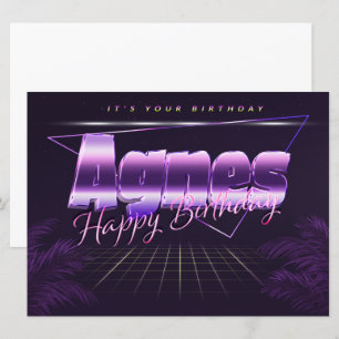 Agnes Name Vorname lila retro Karte Geburtstag