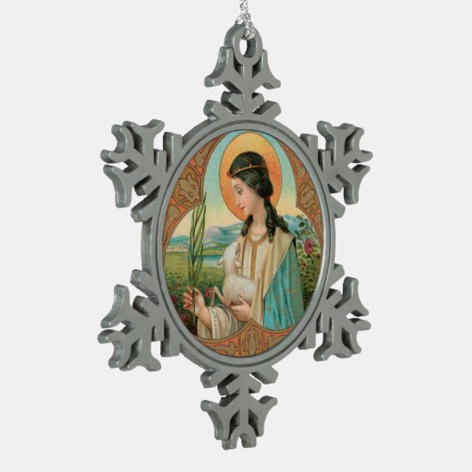 Agnes of Rome (BK 006) Schneeflocken Zinn-Ornament (Links)