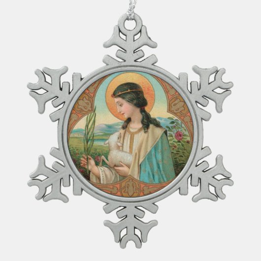 Agnes of Rome (BK 006) Schneeflocken Zinn-Ornament (Vorderseite)