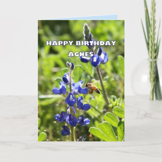 Agnes Texas Bluebonnet Happy Birthday Karte (Vorderseite)