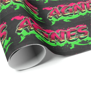 Agnes Vorname Name Graffiti red green Geschenkpapier