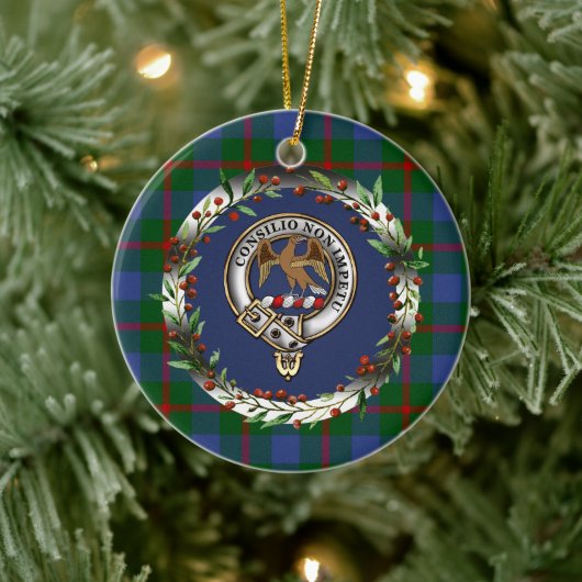 Agnew-Clan-Abzeichen und -Tartan personalisierter  Keramik Ornament (Baum)