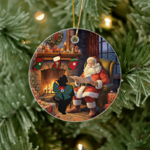 Agnew Scottie Dog & Weihnachtsmann Personalisiert Keramik Ornament