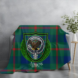 Agnew Scottish Clan Tartan & Wappen Fleecedecke