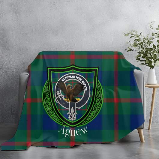 Agnew Scottish Clan Tartan & Wappen Fleecedecke