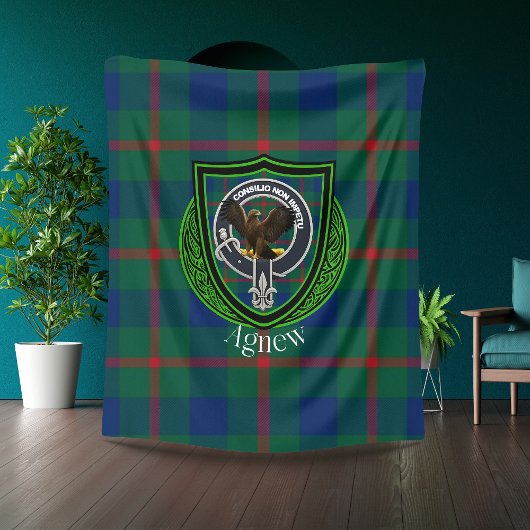 Agnew Scottish Clan Tartan & Wappen Fleecedecke