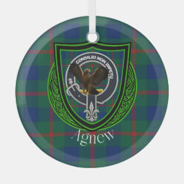 Agnew Scottish Clan Tartan & Wappen Ornament Aus Glas