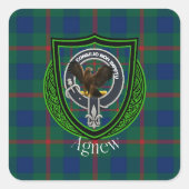 Agnew Scottish Clan Tartan & Wappen Quadratischer Aufkleber (Vorderseite)