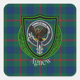 Agnew Scottish Clan Tartan & Wappen Quadratischer Aufkleber