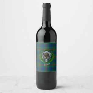 Agnew Scottish Clan Tartan & Wappen Weinetikett