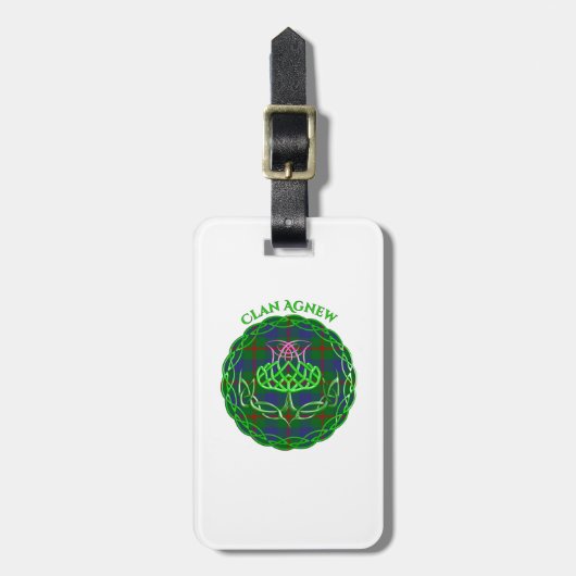 Agnew Scottish Tartan Celtic Thistle Gepäckanhänger (Vorderseite vertikal)