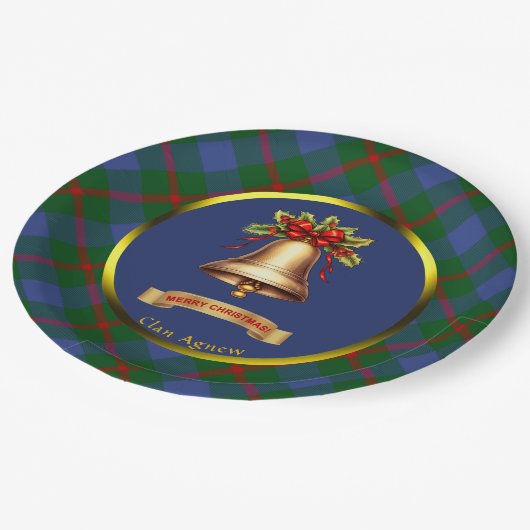 Agnew Tartan Personalisierte Weihnachten Pappteller (Schrägansicht)