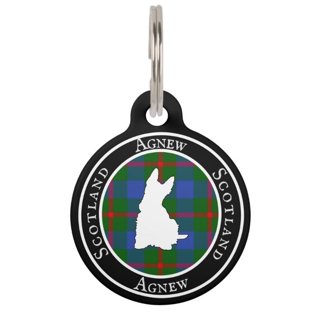 Agnew Tartan & Scottie Dog Personalisiert Haustiermarke (Vorderseite)