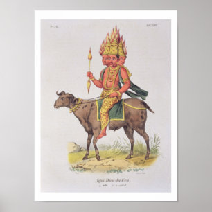 Agni, Feuergott, graviert von Charles Etienne Pie Poster