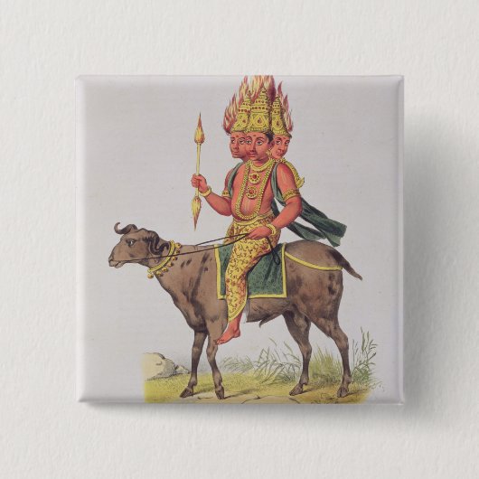 Agni, Gott des Feuers, graviert durch Torte Button (Vorderseite)