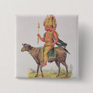 Agni, Gott des Feuers, graviert durch Torte Button