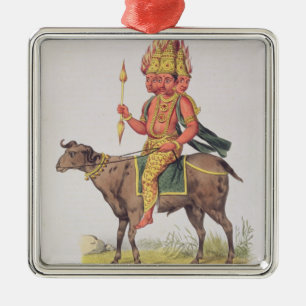 Agni, Gott des Feuers, graviert durch Torte Silbernes Ornament