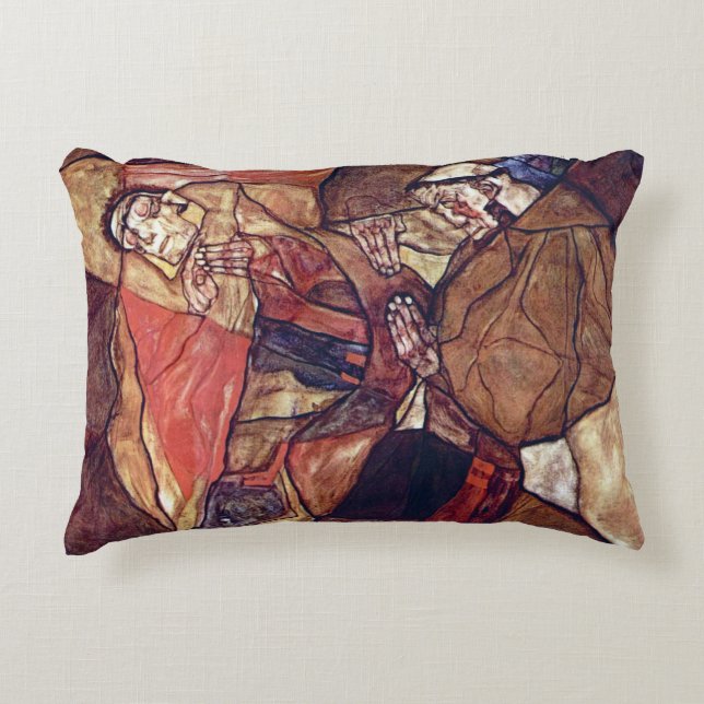 Agonie, der Todekampf von Egon Schiele Dekokissen (Vorderseite)