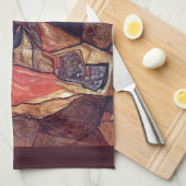 Agonie, der Todekampf von Egon Schiele Geschirrtuch (Viertel Falte)