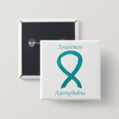 Agoraphobia Awareness Aquamarin Ribbon Custom Butt Button (Vorne & Hinten)