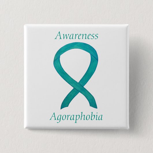 Agoraphobia Awareness Aquamarin Ribbon Custom Butt Button (Vorderseite)