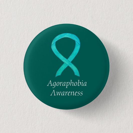 Agoraphobia Awareness Aquamarin Ribbon Custom Butt Button (Vorderseite)
