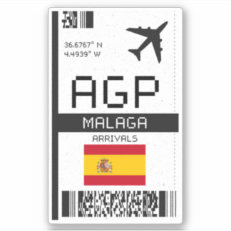 AGP Malaga Boarding Pass - Spanien Flugreise Aufkleber