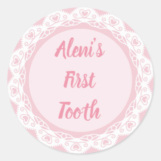 Agra Hadig - erster Zahn mit Namen Runder Aufkleber