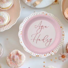 Agra Hadig Pink First Tooth Minimalistisch Pappteller