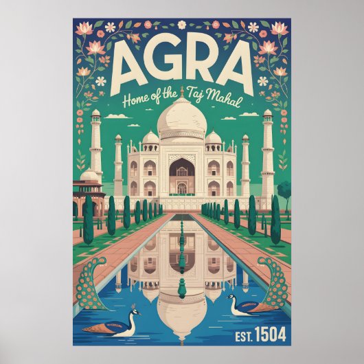 Agra Indien Vintage Reiseplakat Poster (Vorne)