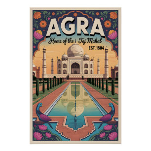 Agra Indien Vintage Reiseplakat Poster