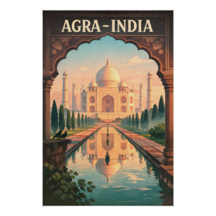 Agra Stadt, Indien Retro-Reise 2026 Poster