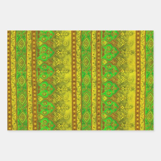 Agra und Suthep in grün, gold und ziegelrot Geschenkpapier Set (Vorderseite 2)