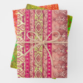 Agra und Suthep in grün, gold und ziegelrot Geschenkpapier Set (Beispiel)