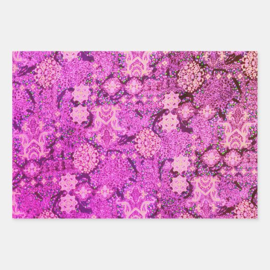 Agra und Suthep in grün, lila und Maron Geschenkpapier Set (Vorderseite 3)