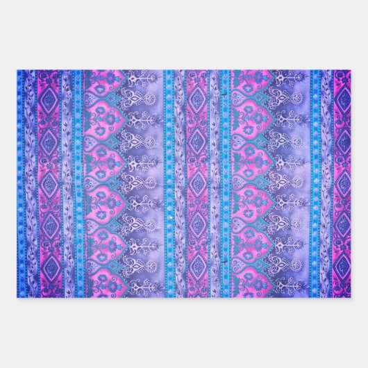 Agra und Suthep in grün, lila und Maron Geschenkpapier Set (Vorderseite 2)